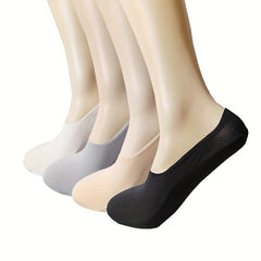 4 Pairs Solid Ankle Socks Women's Stockings