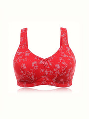 Floral Print Full Coverage Bra Soft Wireless Intimates Women's Lingerie