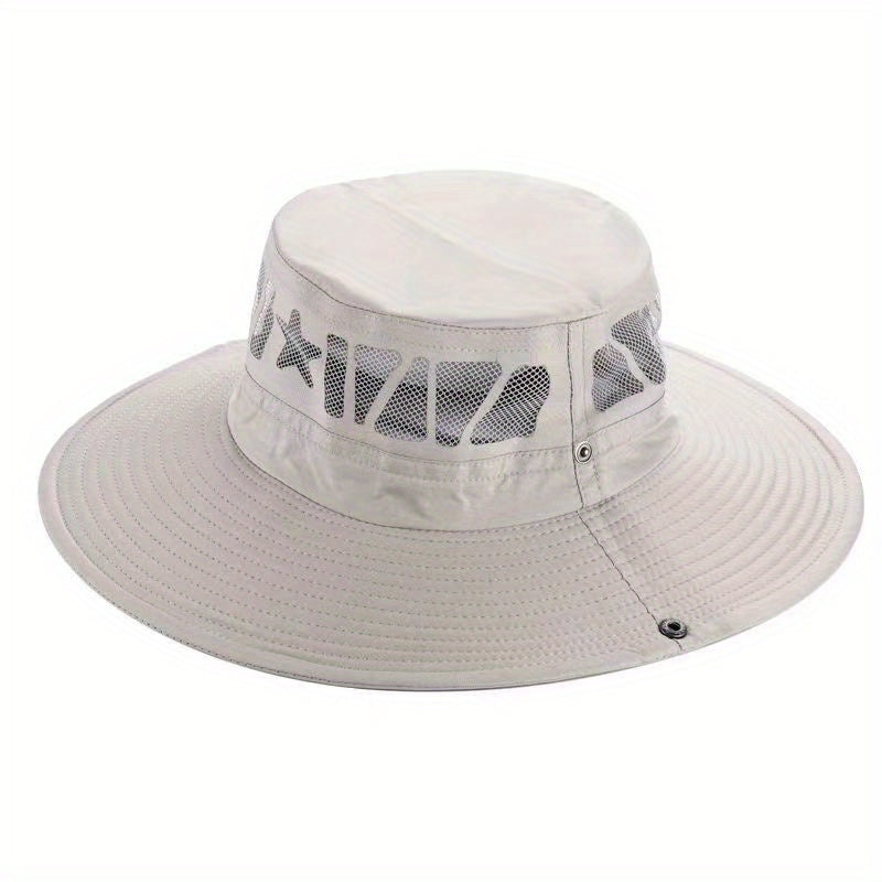 Hollow Breathable Bucket Hat With Star Pattern Sun Hat for Men Women