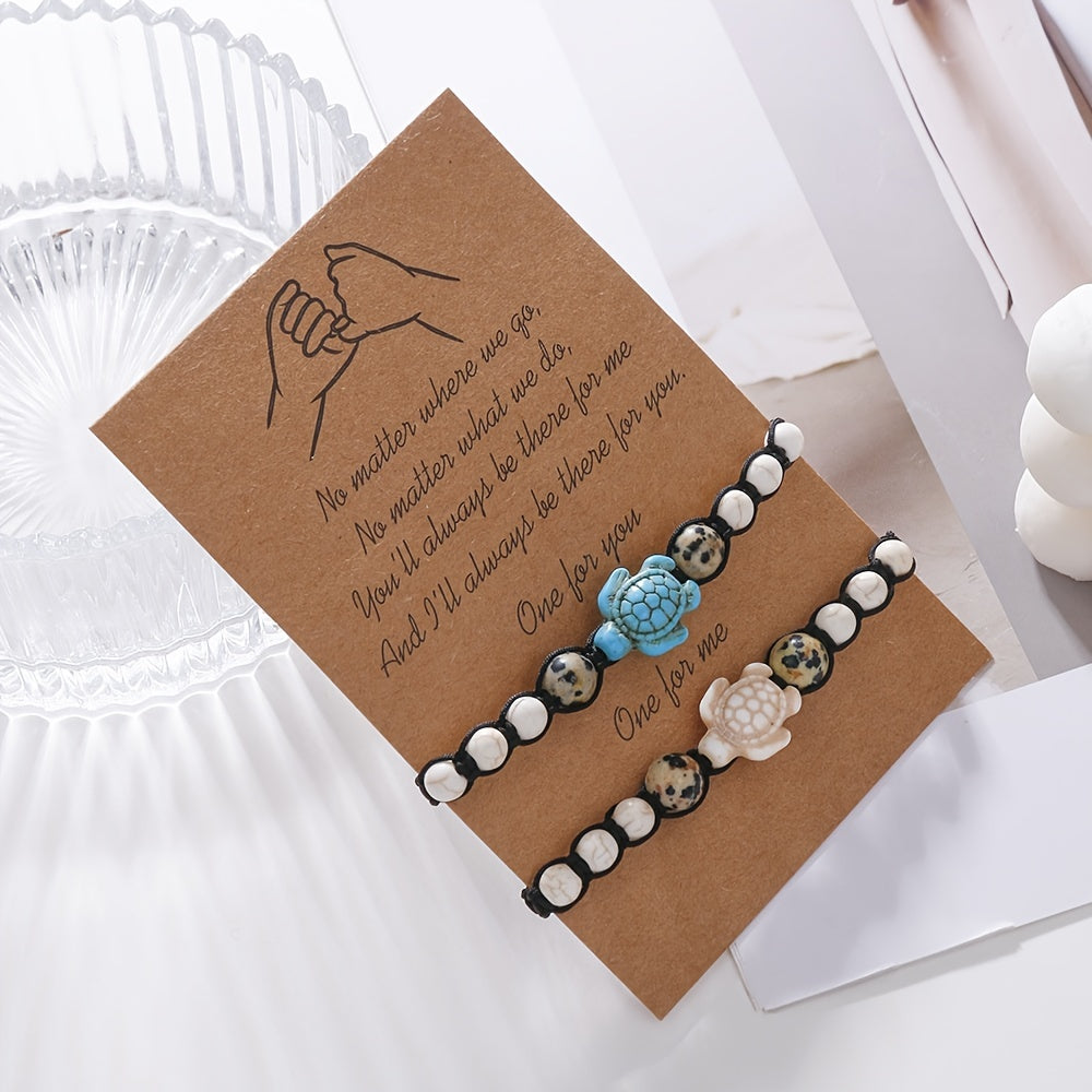 Vintage Turquoise Turtle Beaded Woven Bracelet