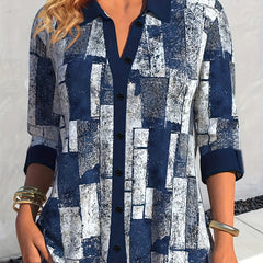  Women's Denim Print Button Up Shirt