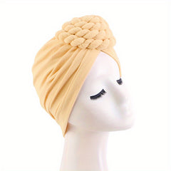 Braided Knotted Turban Cap Head Wrap Bandana Stretchy Beanie Hat