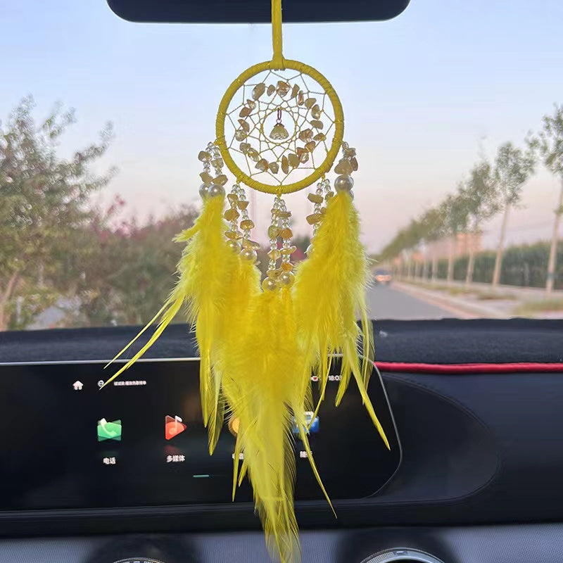 Feather Dream Catcher Mesh Wind Chime Car Pendant