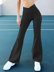 Solid Flare Leg Yoga Pants High Stretch Bell-bottom Leggings