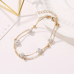 Men's Faux Diamond Crystal Anklet Double Layer For Unisex
