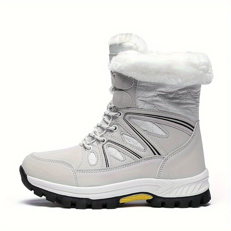 Faux Fur Lined Thermal Thick Sole Winter Boots Weather Resistance Snow Boots
