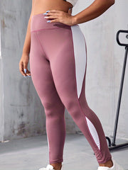  Colorblock Letter Print High Rise Sports Leggings