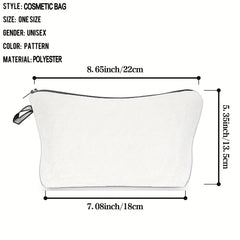Flower & Letter Print Cosmetic Bag Zipper Makeup Pouch