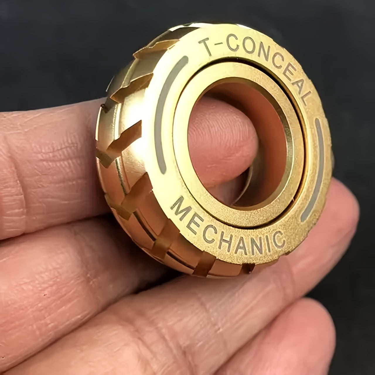 Golden T Adapter Ring Fidget Spinner for Stress Relief Durable Metal