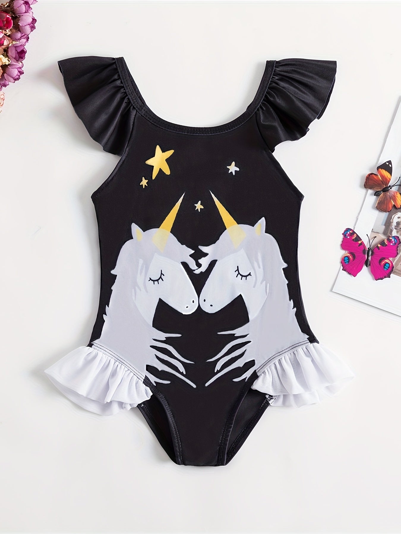 Cartoon Unicorn Print Tankini Swimsuit for Girls