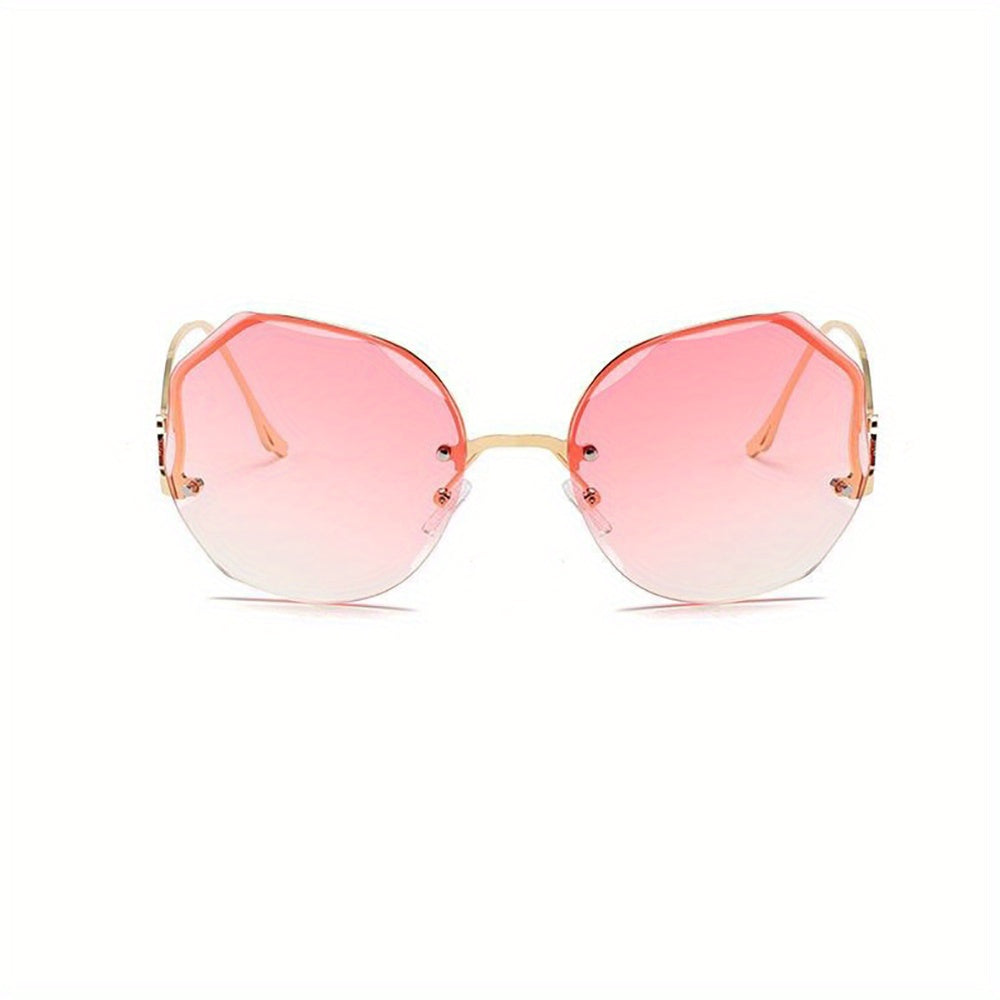 Ombre Lens Sunglasses Women Semi Rimless Metal Glasses UV400
