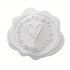 50pcs Golden/Silvery Heart Envelope Seals for Wedding Invitations