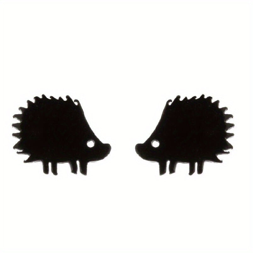 2pcs Men's Stainless Steel Hedgehog Stud Earrings