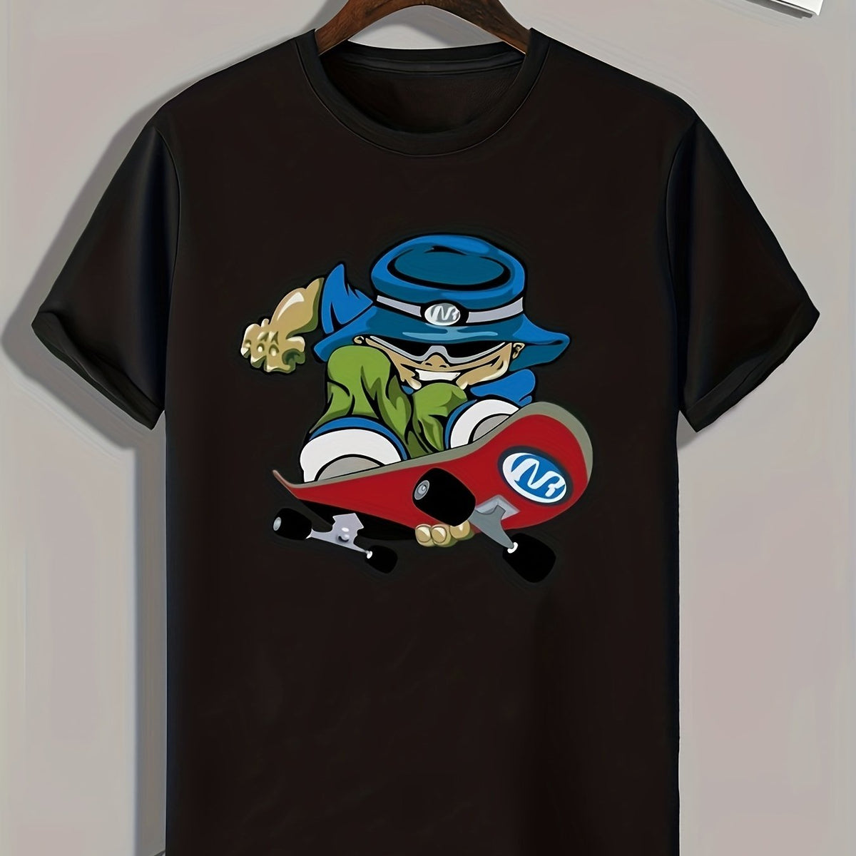 Cartoon Skater Print Men's Graphic T Shirt for Summer