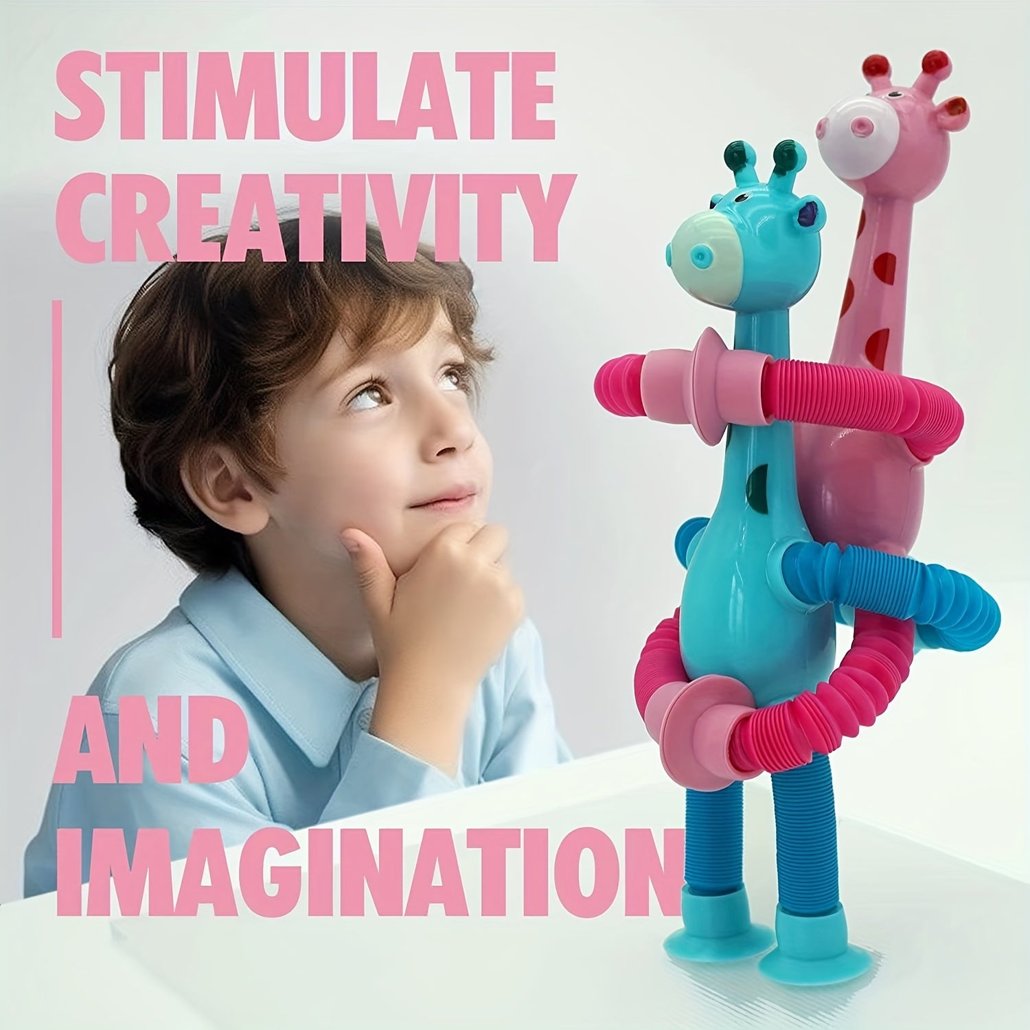 Telescopic Giraffe Suction Cup Doll Toy