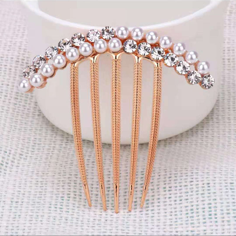 Rhinestone Faux Pearl Crystal Hair Comb Wedding Bridal Hairpin Hair Ornaments