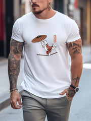 Men's Printed Sports T-shirt Round Neck Casual Tee Shirt