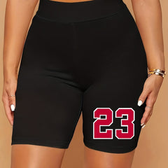  Number Print High Rise Biker Shorts