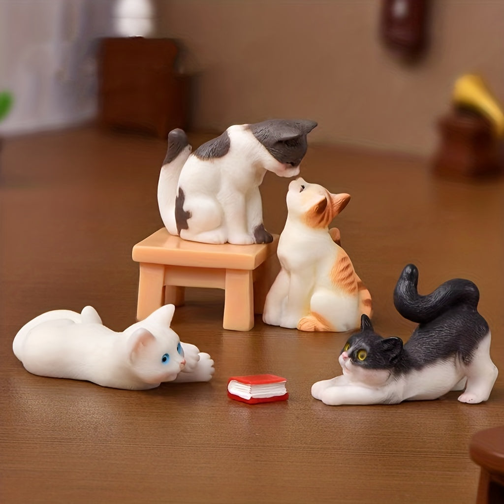 3pcs Resin Cat Statues for Home Garden Decoration & Outdoor Decor