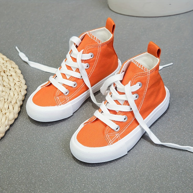 Girls Lace Up High Top Canvas Sneakers