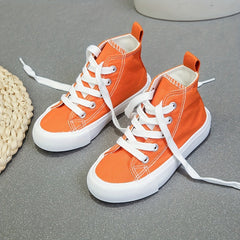 Girls Lace Up High Top Canvas Sneakers