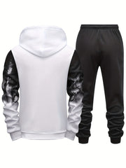 Gradient Print Men's 2pcs Outfit: Hoodie & Sports Trousers