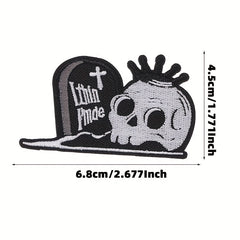 6pcs Halloween Punk Style Skull Cloth Stickers Embroidered Cloth Stickers