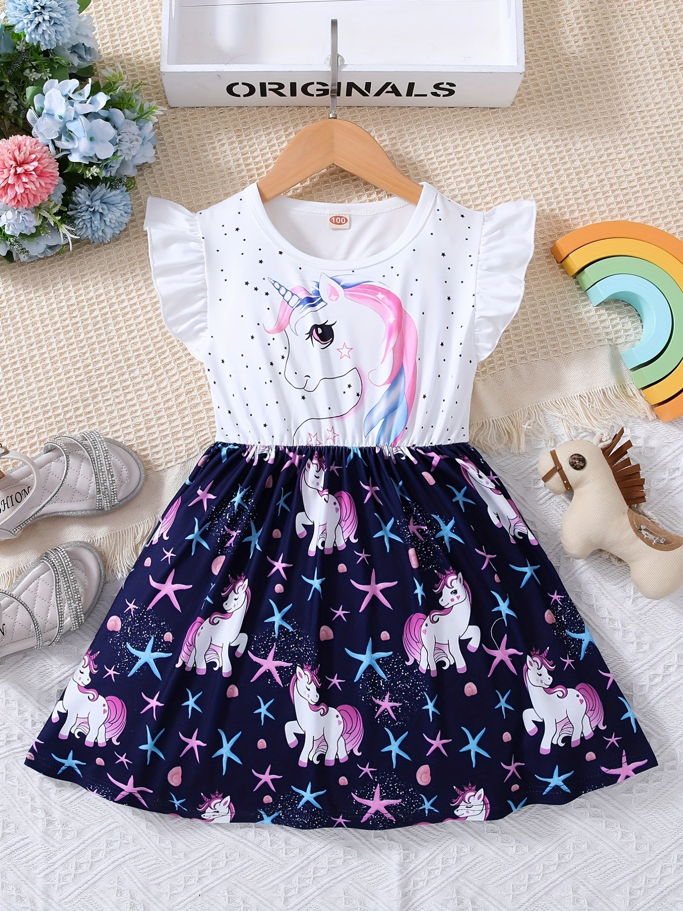 Girls Unicorn Skirt Set Sleeveless Outfit