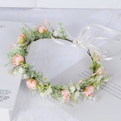 Mediterranean Style Flower Rattan Wreath Headband for Girls
