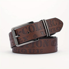 Alloy Buckle PU Striped Belt Men