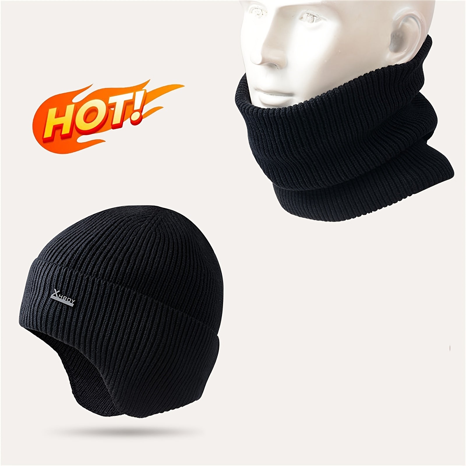 Men's Winter Warm Fleece Knit Wool Ski Hat