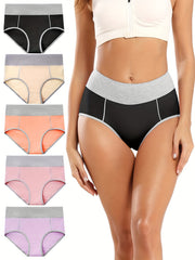 5pcs High Waist Briefs Stretchy Intimates Panties Women's Lingerie
