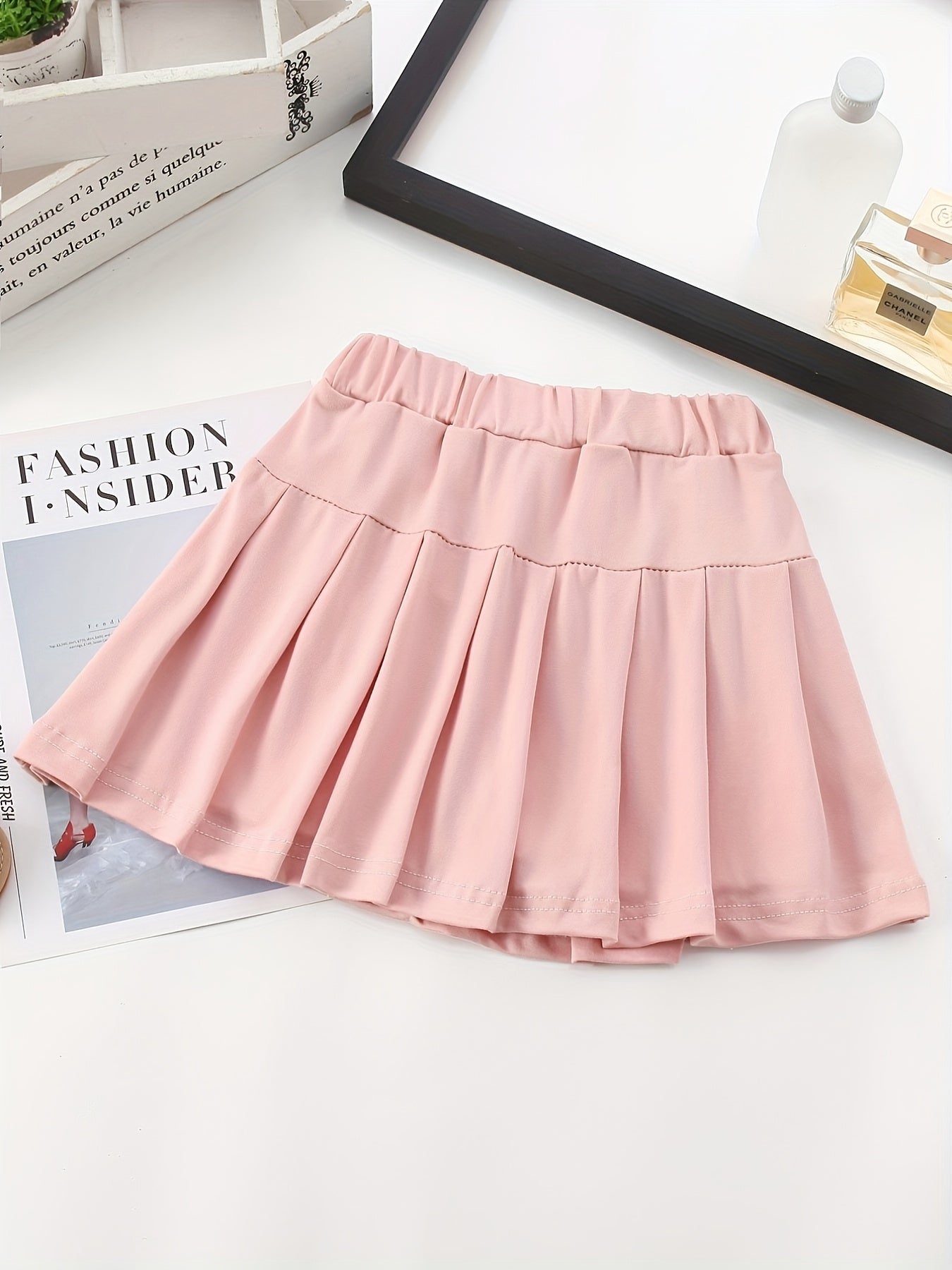 Pleated Active Skate Skort With Heart Embroidery for Girls