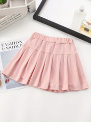 Pleated Active Skate Skort With Heart Embroidery for Girls
