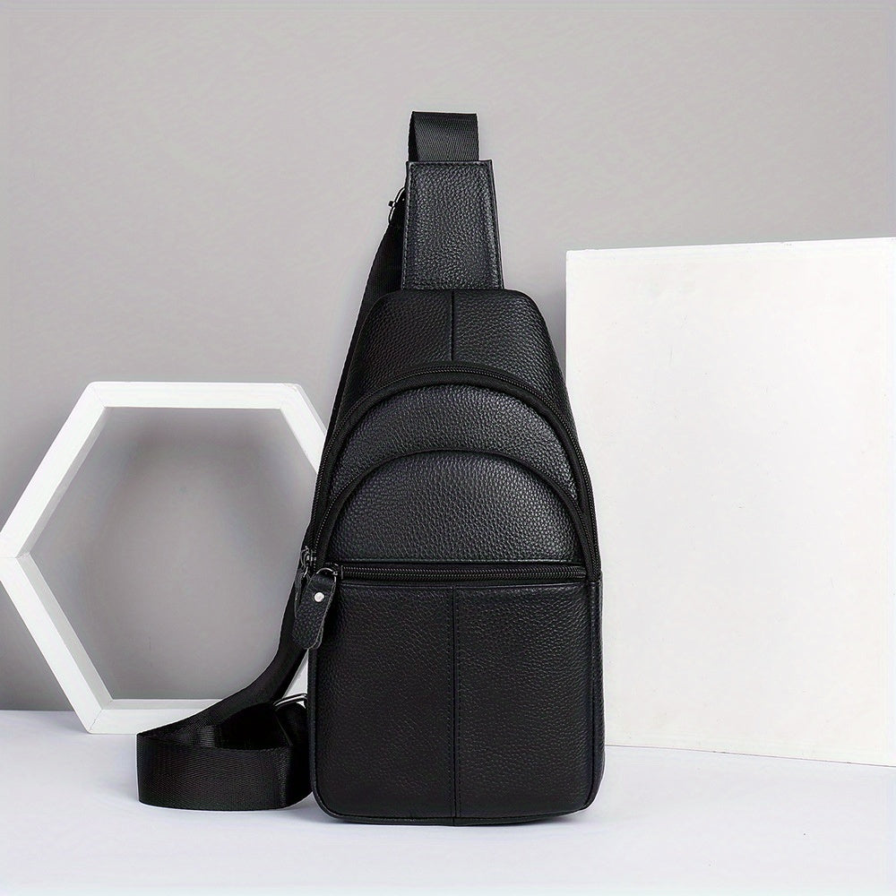 Men's High Leather Chest Bag for Mobile Phone