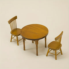1:12 Dollhouse Wooden Round Table Set DIY Food Play Scene Model