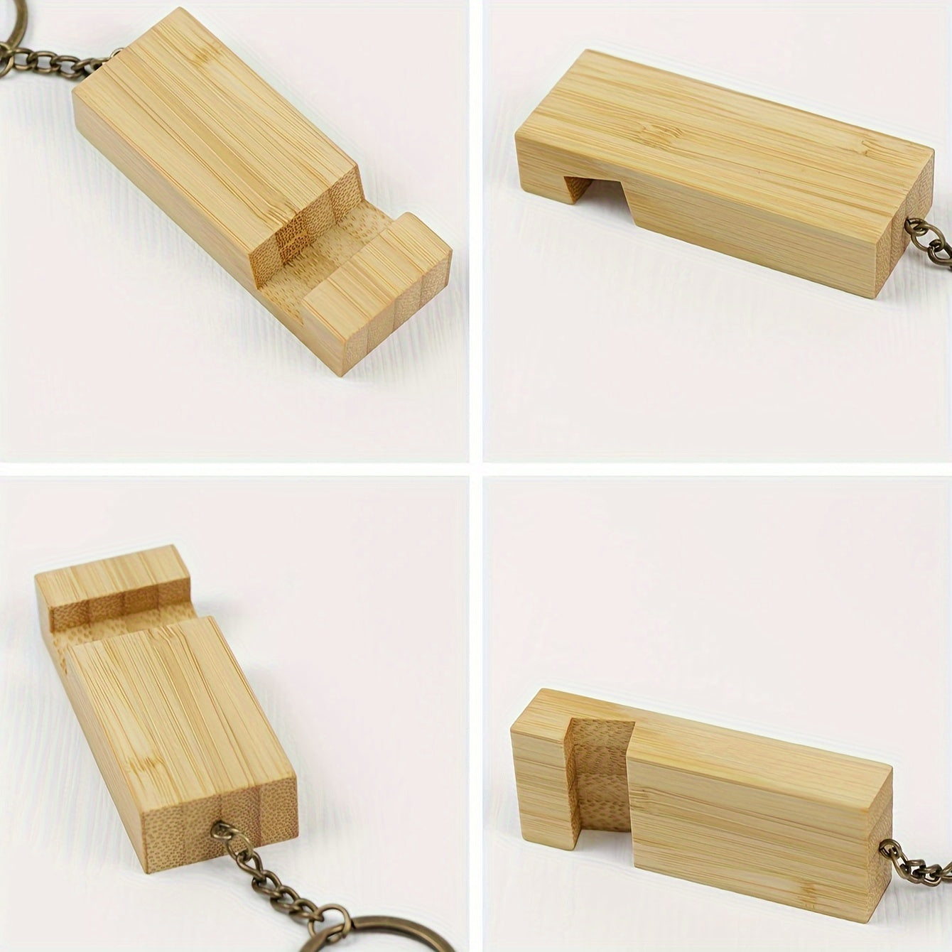 Bamboo Keychain Mobile Phone Holder Backpack Pendant