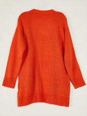 Solid Open Front Knit Cardigan Long Sleeve Pocket Cardigan