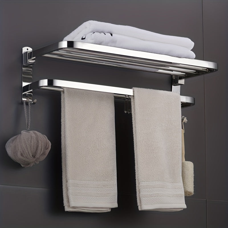 Stainless Steel Foldable Towel Storage Rack Wall Mounted Holder
