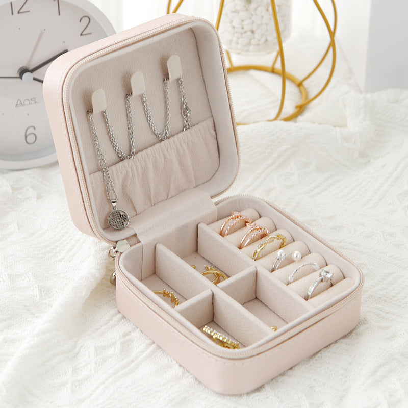Portable Rectangular Storage Box for Stud Earrings Ring