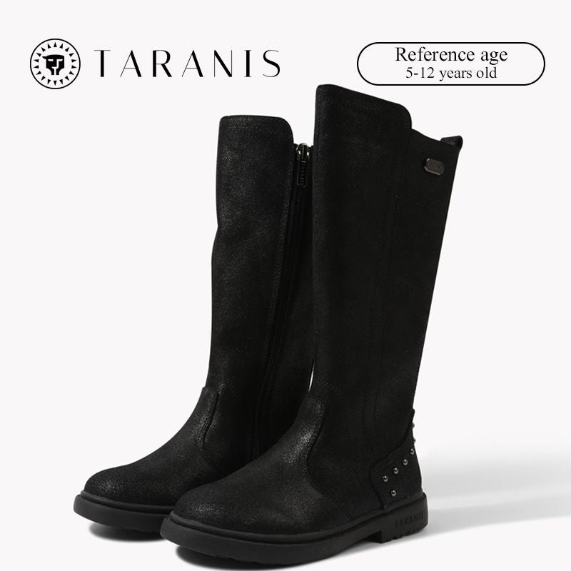 TARANIS Girls Classic Knee High Boots Suede Soft Anti-Slip High Top Winter Shoes