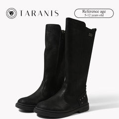 TARANIS Girls Classic Knee High Boots Suede Soft Anti-Slip High Top Winter Shoes