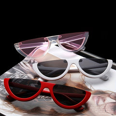 Y2K Cat Eye Sunglasses Candy Semi Rimless Shades for Beach Party