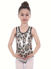 Leopard Print Sleeveless Ballet Leotard Gymnastics Romper