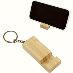 Bamboo Keychain Mobile Phone Holder Backpack Pendant