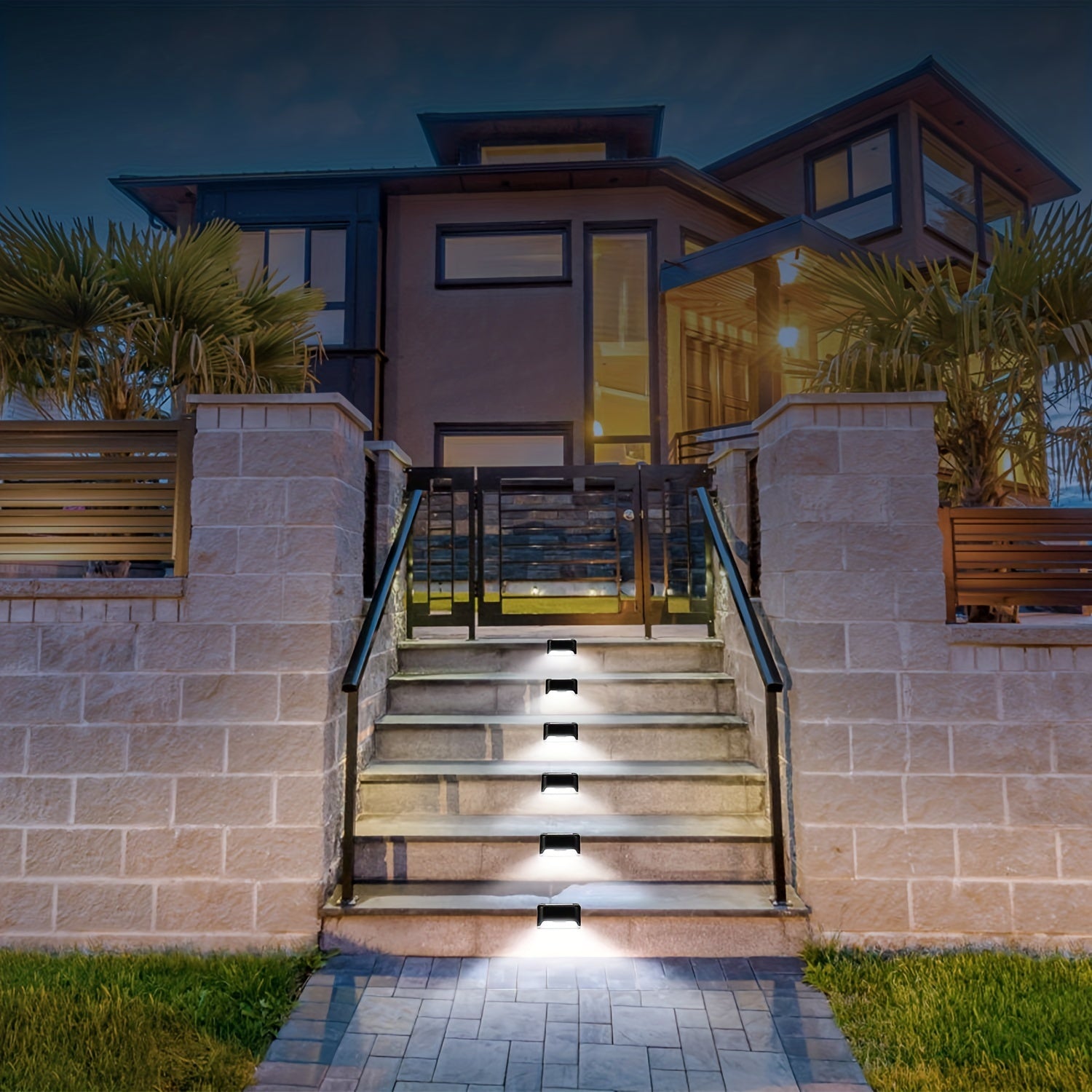 4pcs Outdoor Solar Stair Light Waterproof Garden Step Lamp Fence Pathway Yard