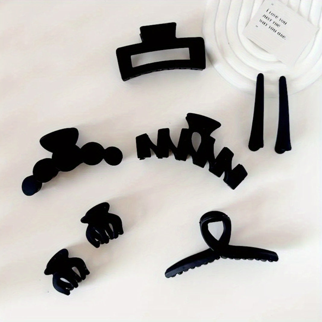 8pcs Acrylic Frosted Hair Claw Solid Shark Claw Hair Accessories