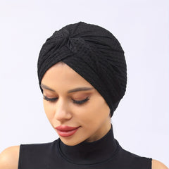 Solid Lace Turban Cap Head Wraps Elastic Hijab Hats Ramadan Beanie