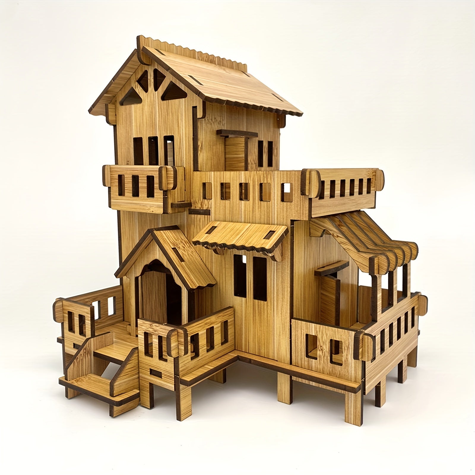 Wooden 3D Puzzle Building Models Western House DIY Kit