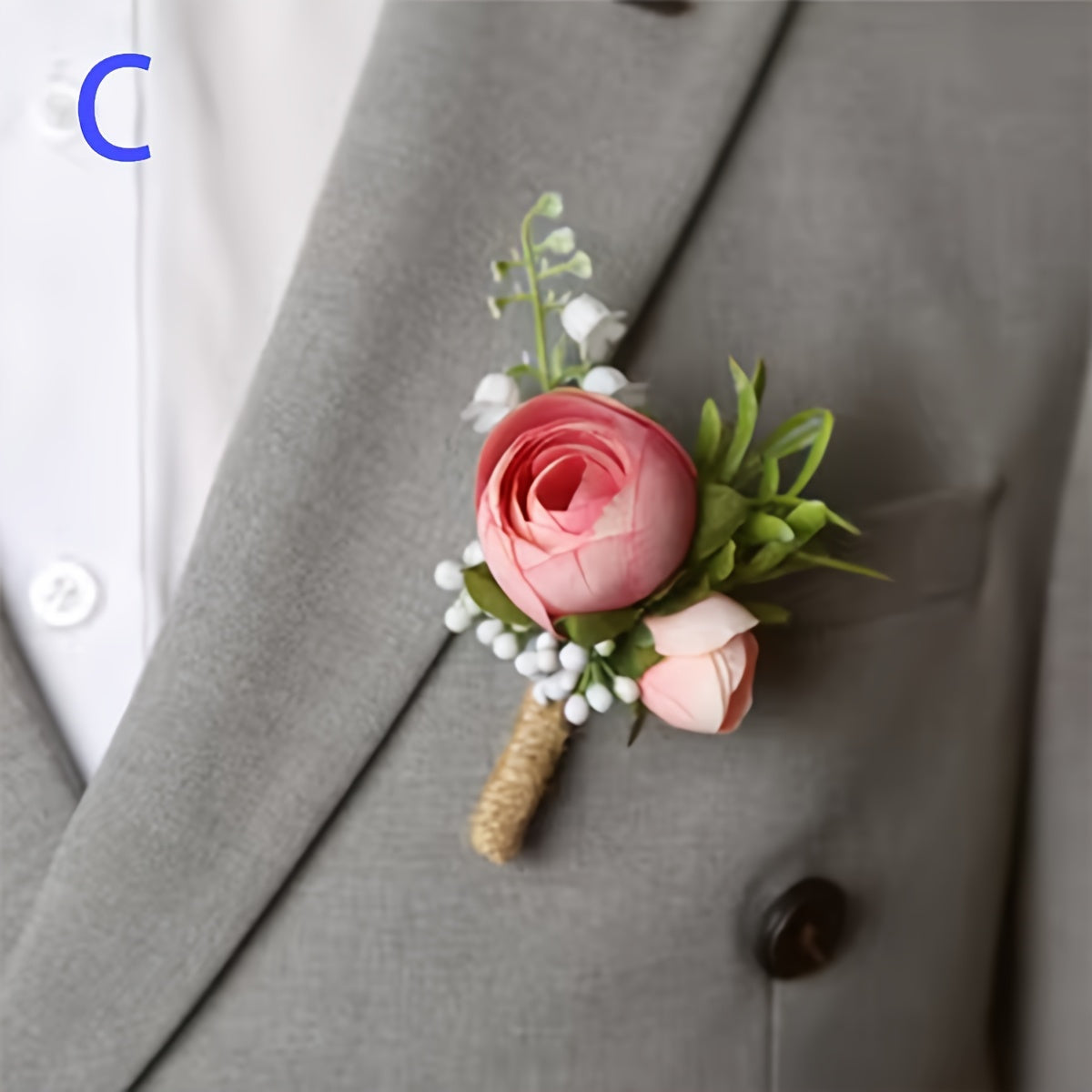 Floral Boutonniere Set for Bride and Groom - Perfect for Wedding